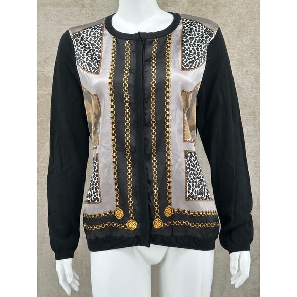 Chi by Falchi Sweater Womens Medium Silk Cashmere Knit Cardigan Quiet Luxury - Picture 1 of 12